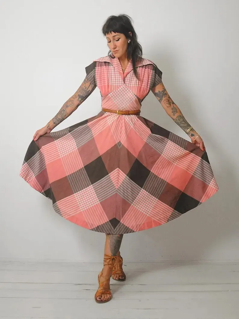 1950's Tartan Plaid Shirt Dress