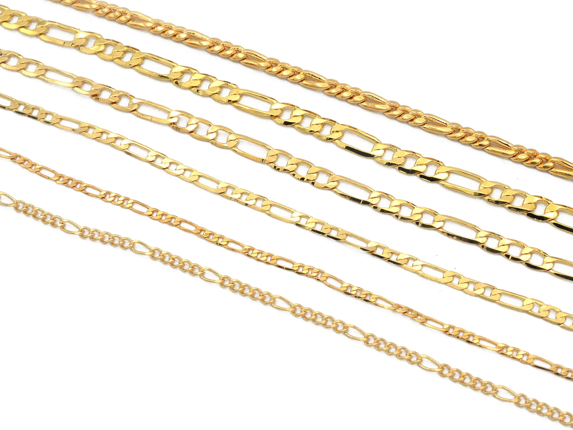 3 Feet 18K/14K  Gold Filled Look, Chain Figaro Curb Necklace personalize Chain Width 2mm/3mm/3.5mm/4mm findings for Jewelry Supplier