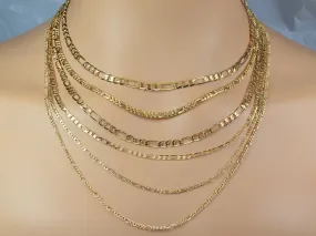 3 Feet 18K/14K  Gold Filled Look, Chain Figaro Curb Necklace personalize Chain Width 2mm/3mm/3.5mm/4mm findings for Jewelry Supplier