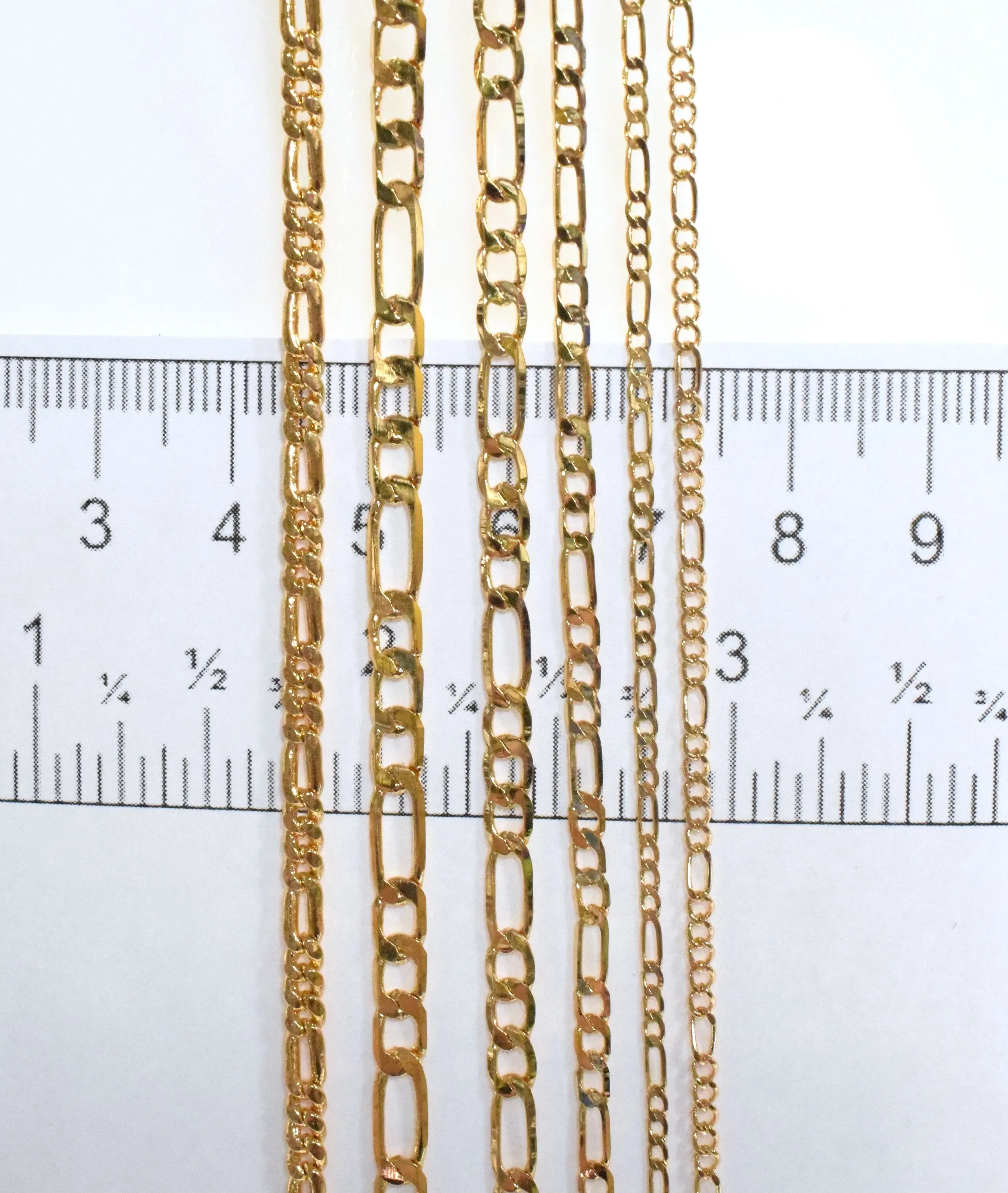 3 Feet 18K/14K  Gold Filled Look, Chain Figaro Curb Necklace personalize Chain Width 2mm/3mm/3.5mm/4mm findings for Jewelry Supplier