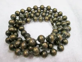 40" BRASS BEAD CYBERPUNK INDUSTRIAL Beaded Necklace Statement Strand ROUND