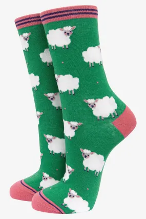 4480LAMGR Lamb Green Bamboo Socks