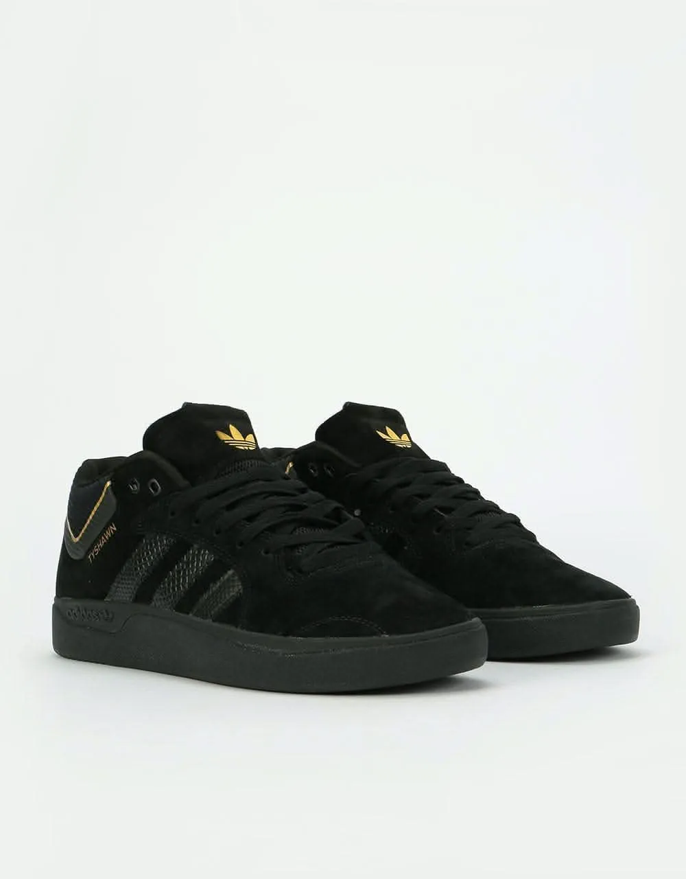 adidas Tyshawn Skate Shoes - Core Black/Core Black/Gold Metallic