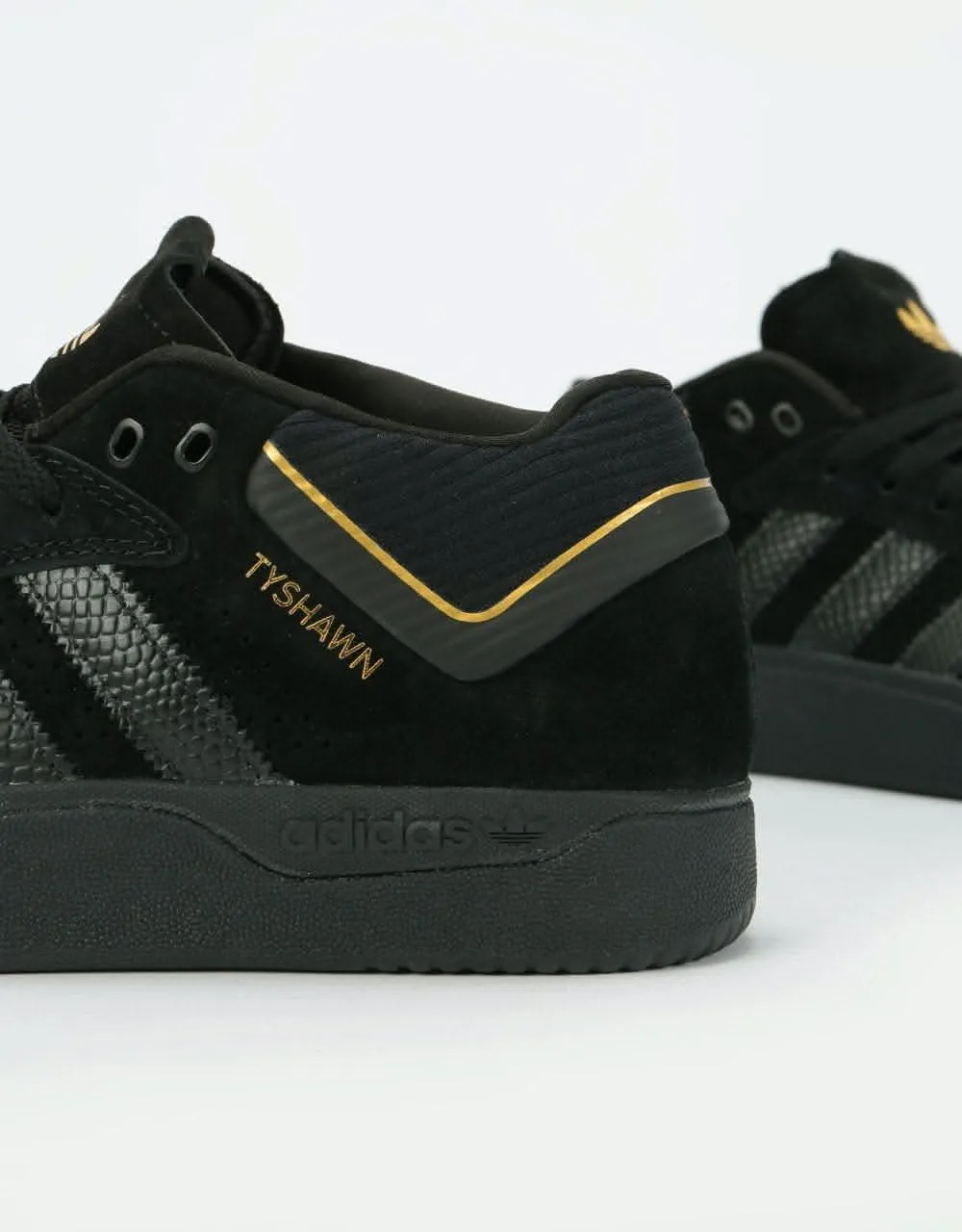 adidas Tyshawn Skate Shoes - Core Black/Core Black/Gold Metallic