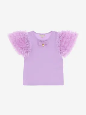 Angels Face Girls Lexie Tulle Sleeve Top in Purple