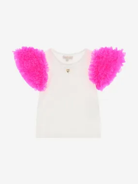 Angels Face Girls Lexie Tulle Sleeve Top in White