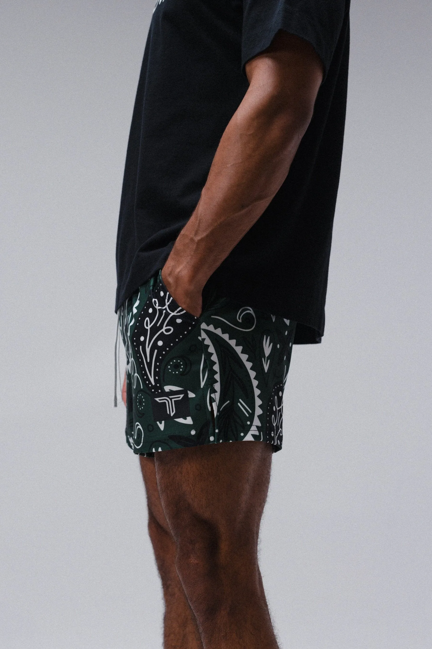 Bandana Gym Shorts (5” & 7" Inseam) - Hunter