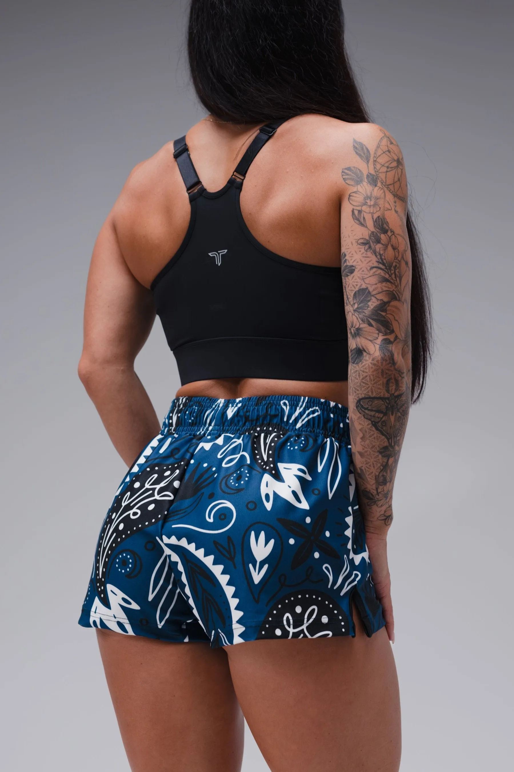 Bandana Women's Gym Short (3" Inseam) - Blue