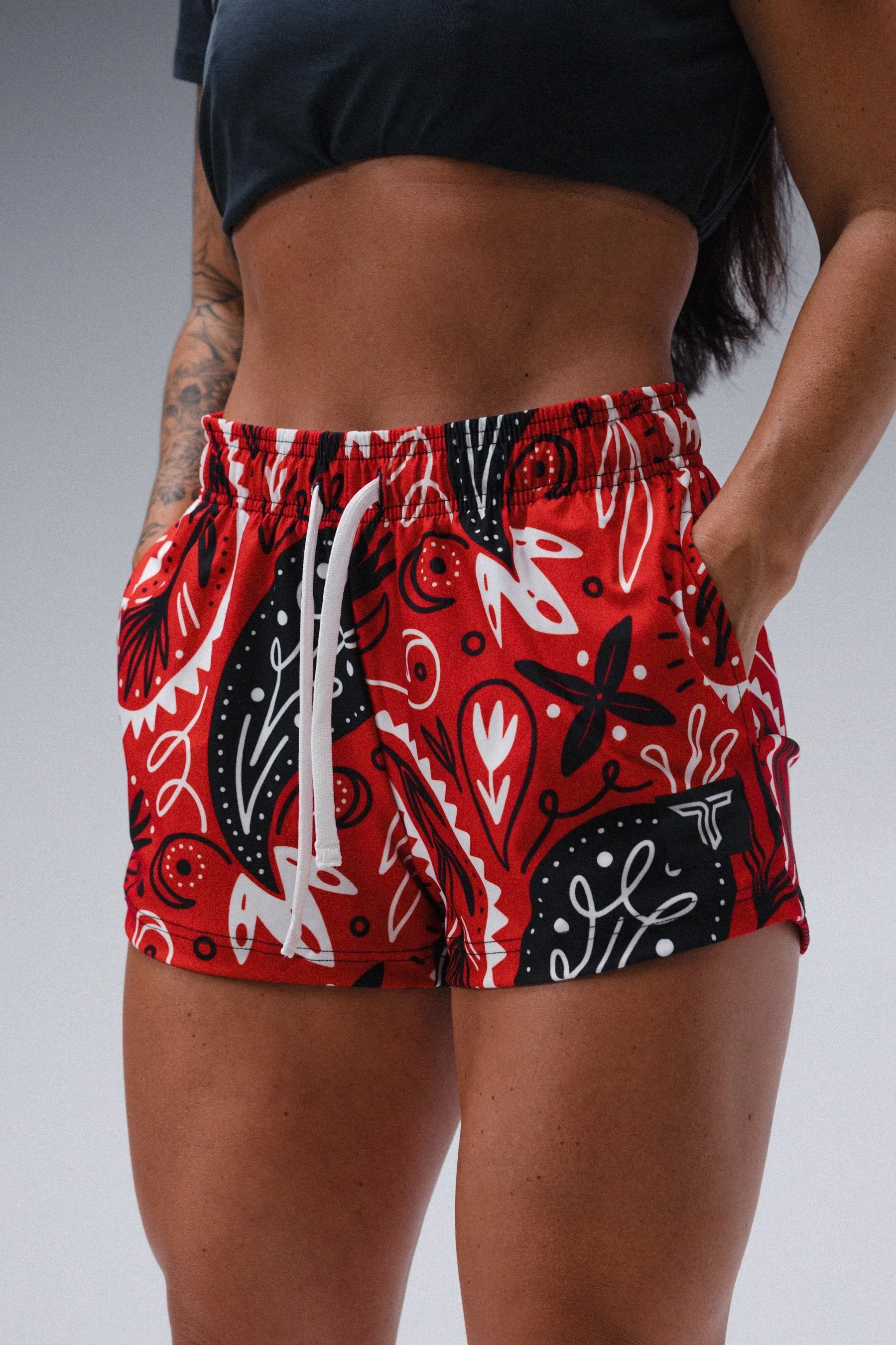 Bandana Women's Gym Short (3" Inseam) - Red