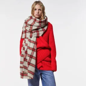 BerriesJam - 2024Red Cashmere Plaid Soft Thin Scarf