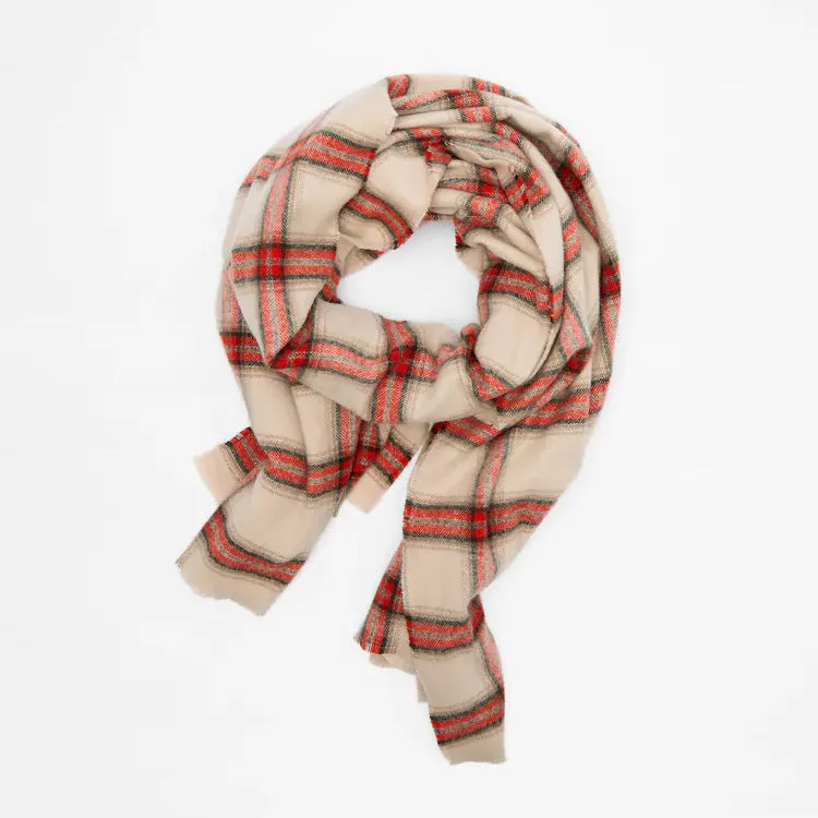 BerriesJam - 2024Red Cashmere Plaid Soft Thin Scarf