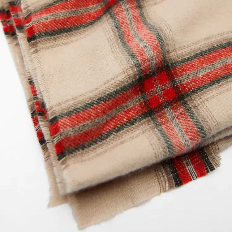 BerriesJam - 2024Red Cashmere Plaid Soft Thin Scarf