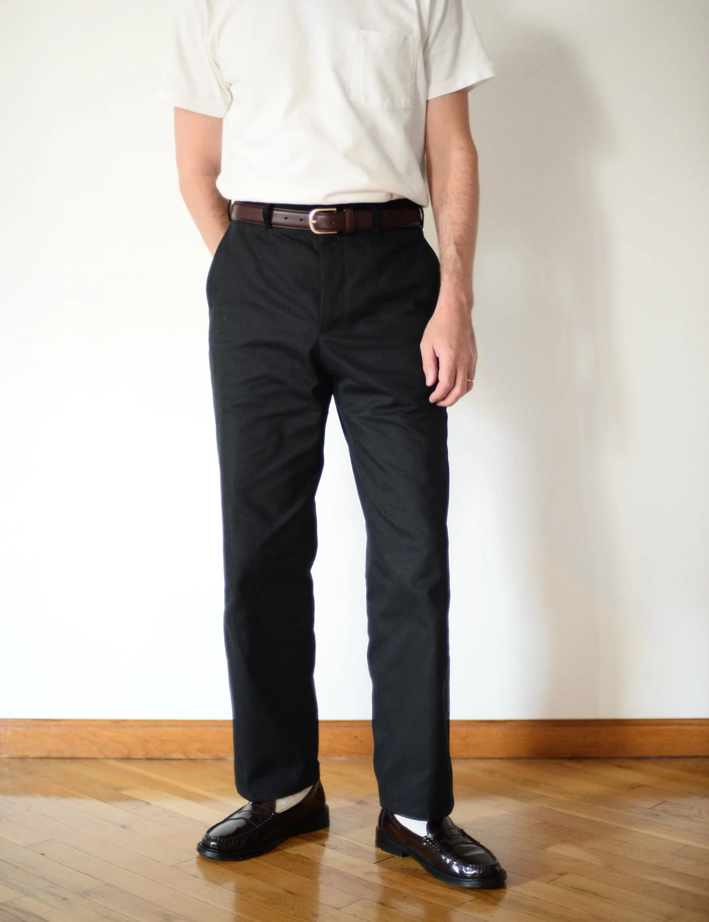 BKT36 Straight Leg Pant in Cotton Cavalry Twill - Black