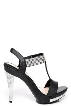 Black Embellished Heeled Sandals