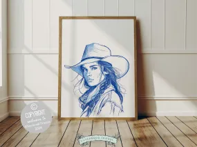 Blue Cowgirl Print - 001