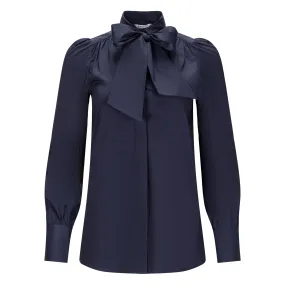 Bow Tie Blouse - Marine