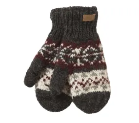 Charcoal Wool Mittens, Warm Fleece mitts, Texting mittens, wool, hand knit, fleece lined Cozy