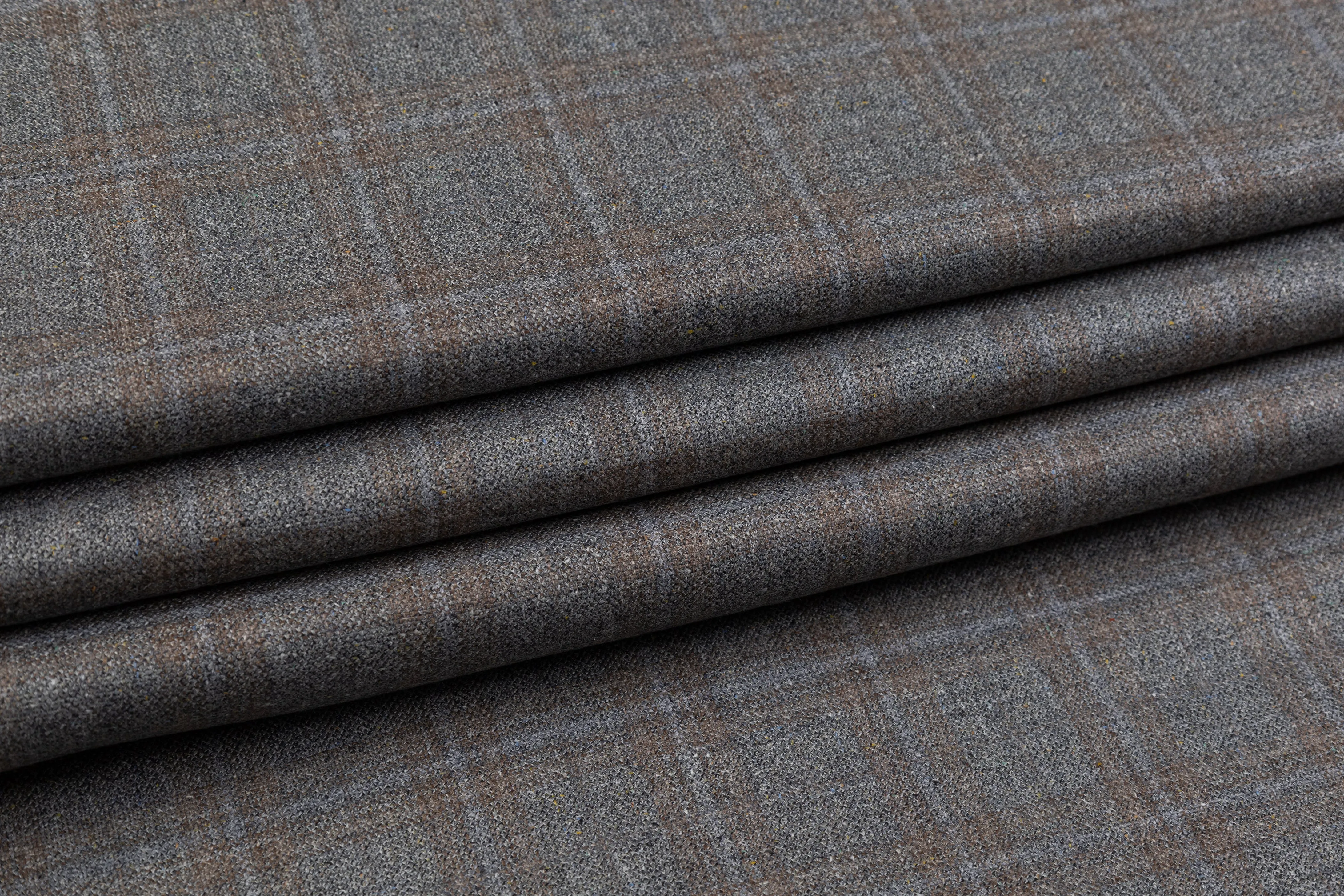 Checked Italian Wool Suiting - Cool Gray / Brown