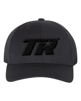 Curved Black on Black 3D Top Rank Logo Snapback Hat