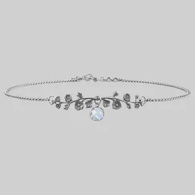 DARK BLOOM. Rainbow Moonstone Choker - Silver