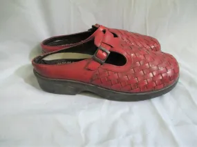 Dexter Comfort Mules Clogs Slides Woven Leather Shoes Slip-On Mules 8.5 RED BURGUNDY