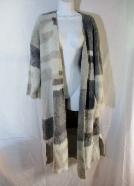 EILEEN FISHER Mohair Alpaca Cardigan Maxi Sweater Jacket GRAY XL Dress