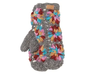 Funky gray Mittens, Chunky knit, Mittens for women, Warm Fleece mitts, wool, hand knit, fleece lined Cozy,