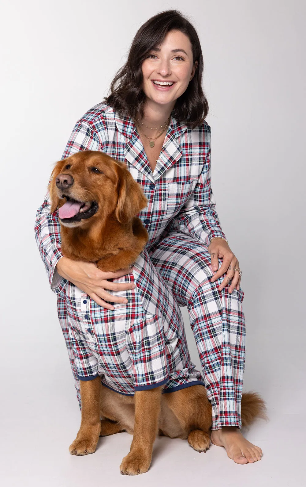 Hibernation Plaid Men’s Button-Front Pajamas - Pet & Owner