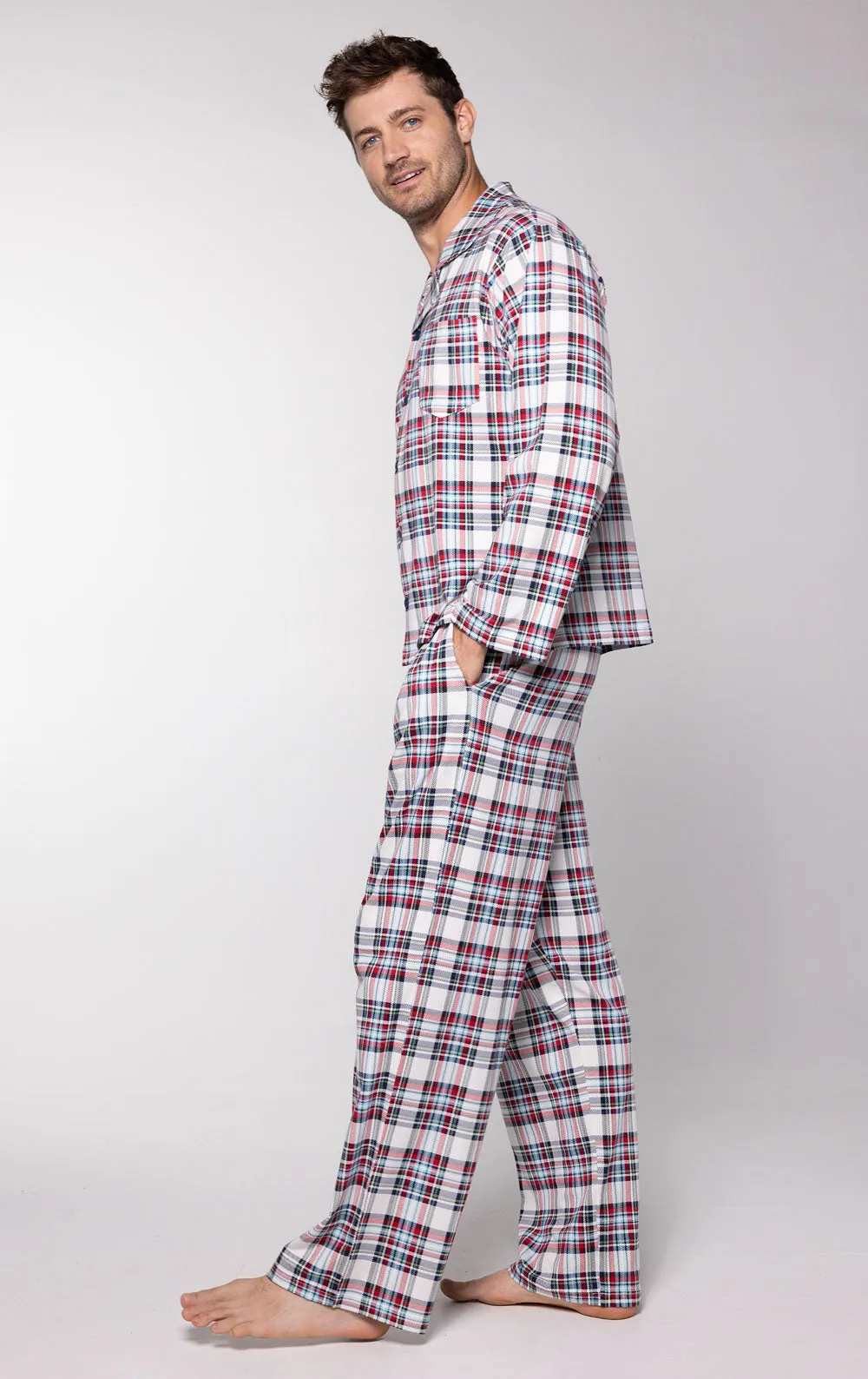 Hibernation Plaid Men’s Button-Front Pajamas - Pet & Owner