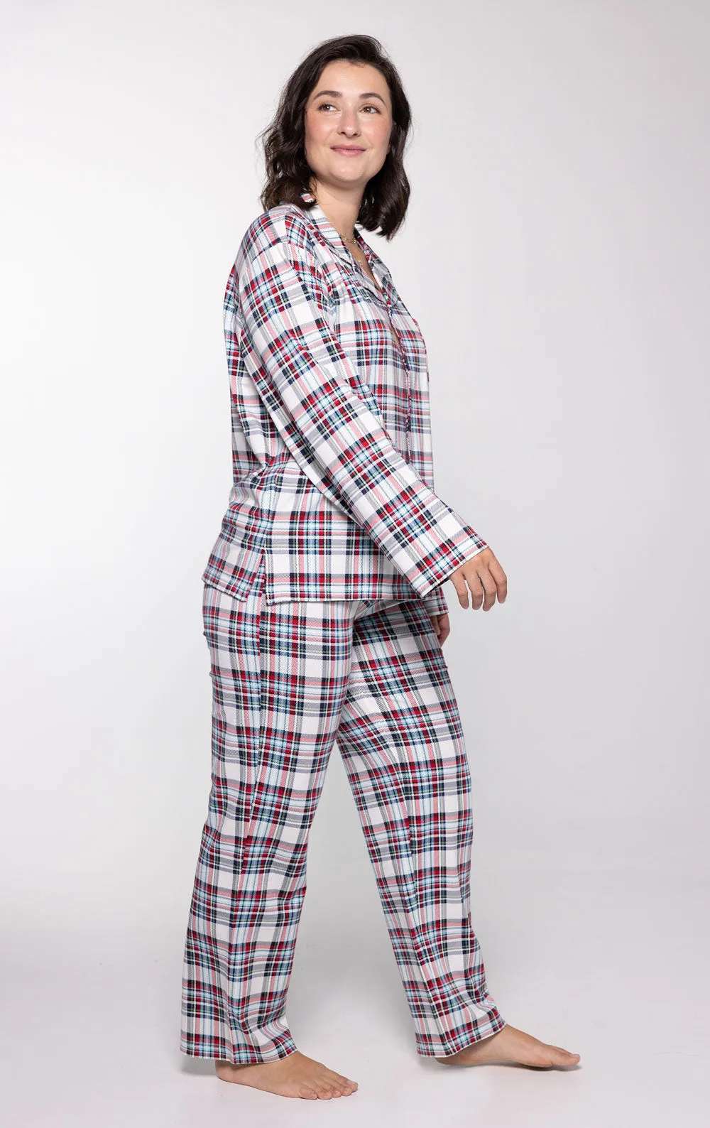 Hibernation Plaid Women's Button-Front Pajamas - Family Set