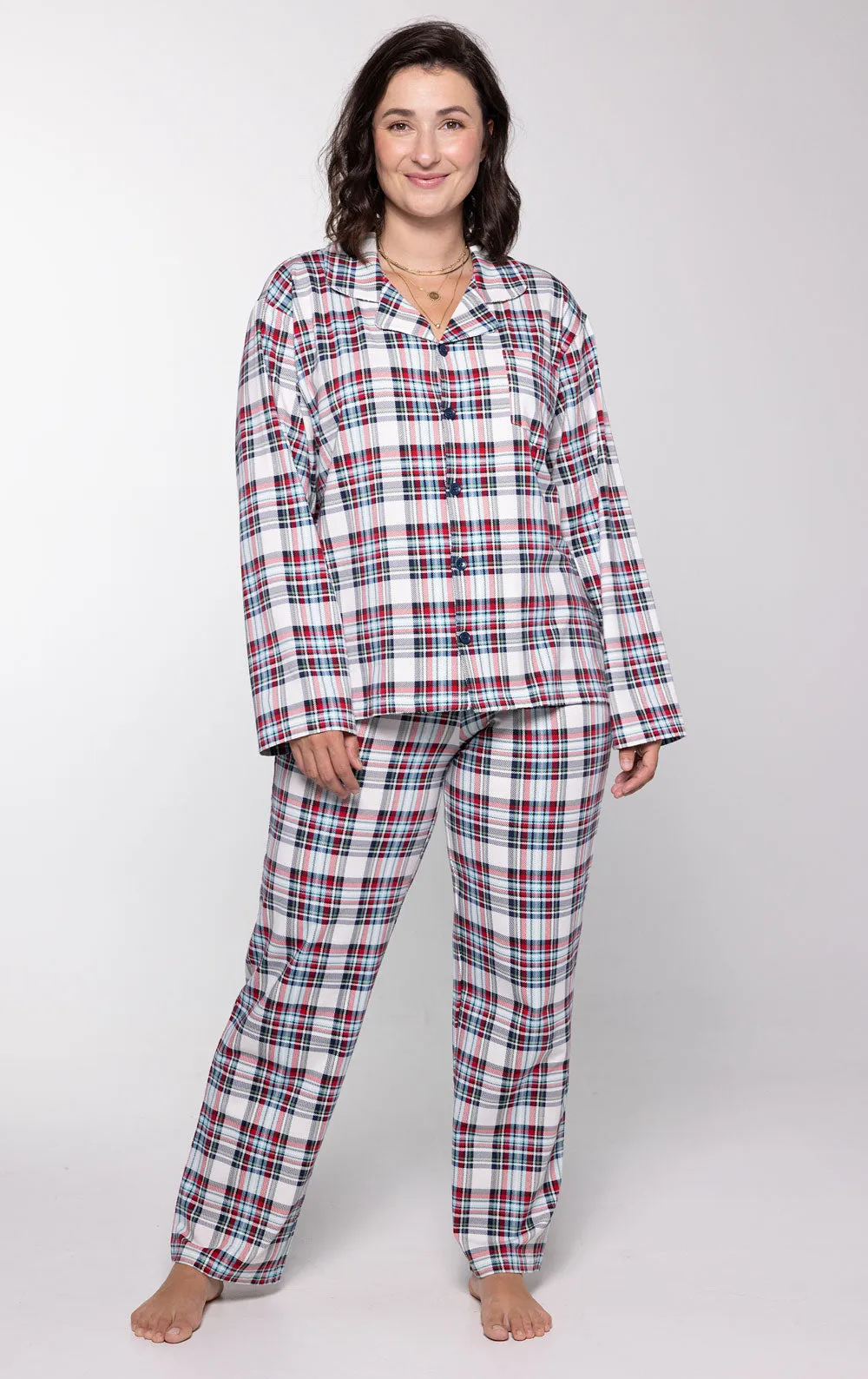 Hibernation Plaid Women's Button-Front Pajamas