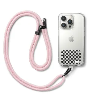 Holder Link Strap with Graphic Design TPU Tag | Checkerboard Black - Pink