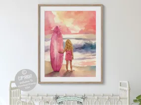 Little Girl's Surf Nursery Print - 001