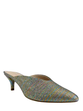 Loeffler Randall Juno Metallic Kitten-Heel Mule Slide Size 7.5