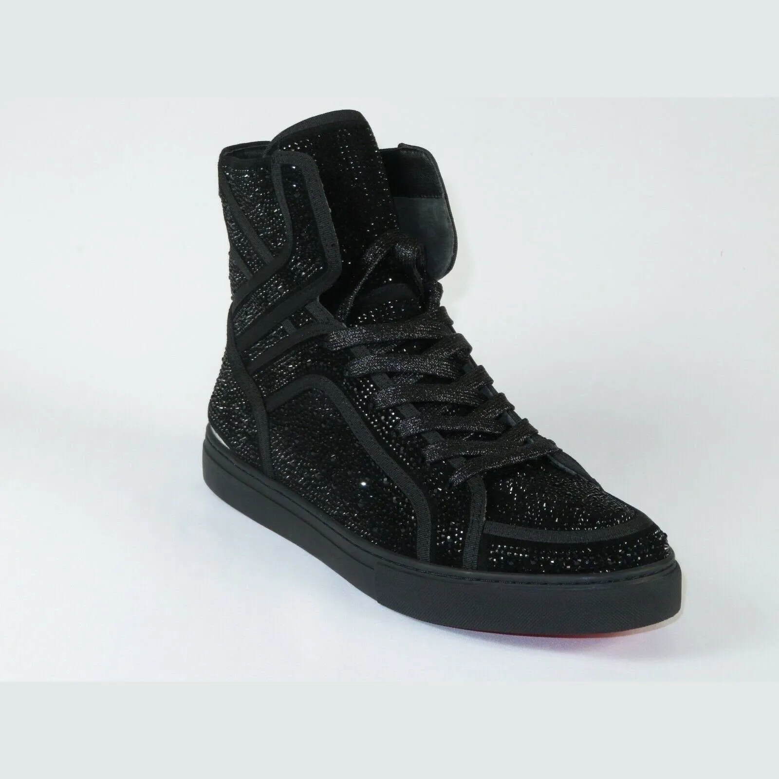 Mens High Top Shoes By FIESSO AURELIO GARCIA ,Fancy Rhine stones 2402 Black