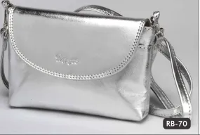 Monroe Ladies Leather Party Sling Bag | Metallic Silver