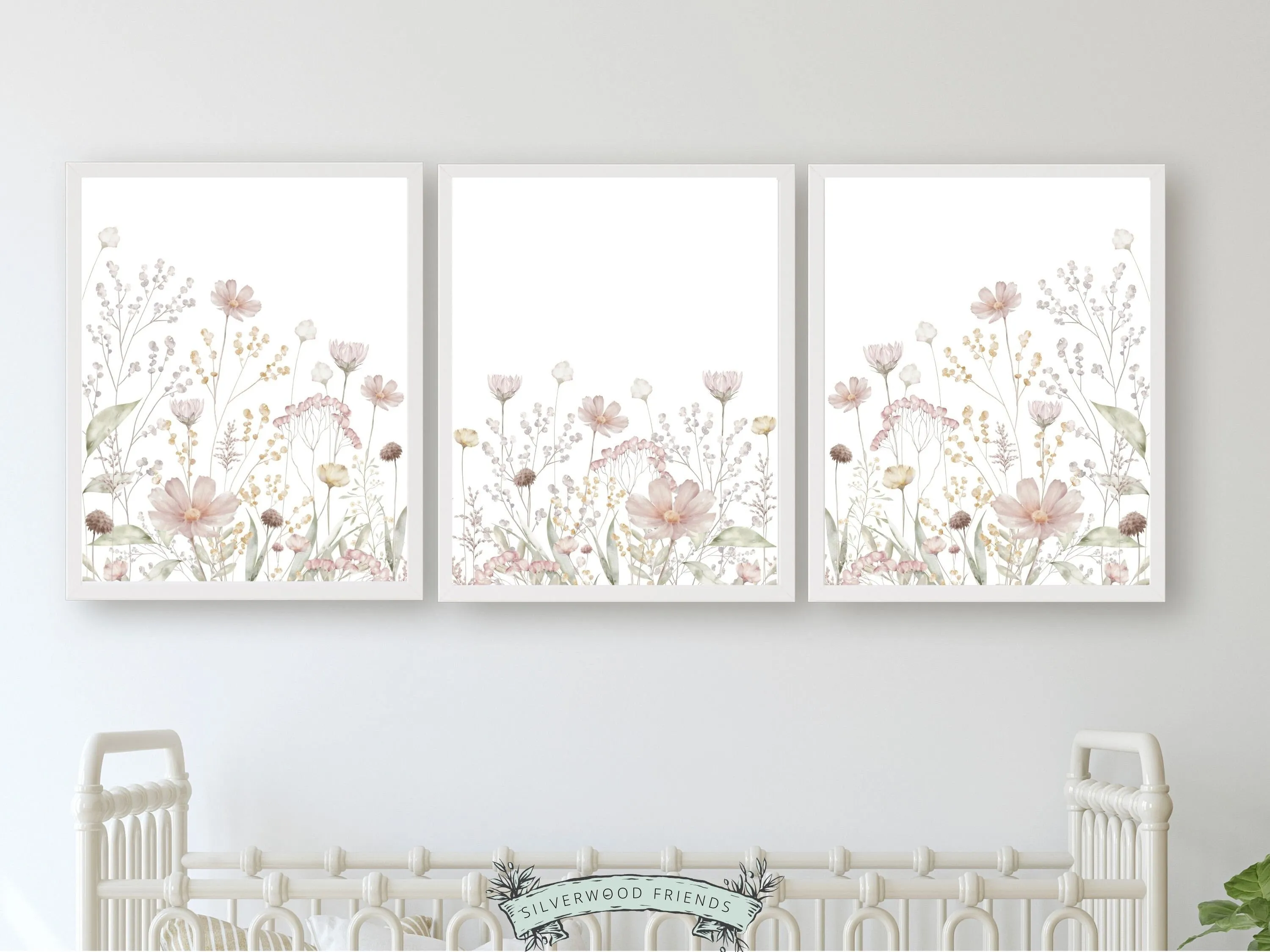 Pale Pink Wildflower Nursery Prints