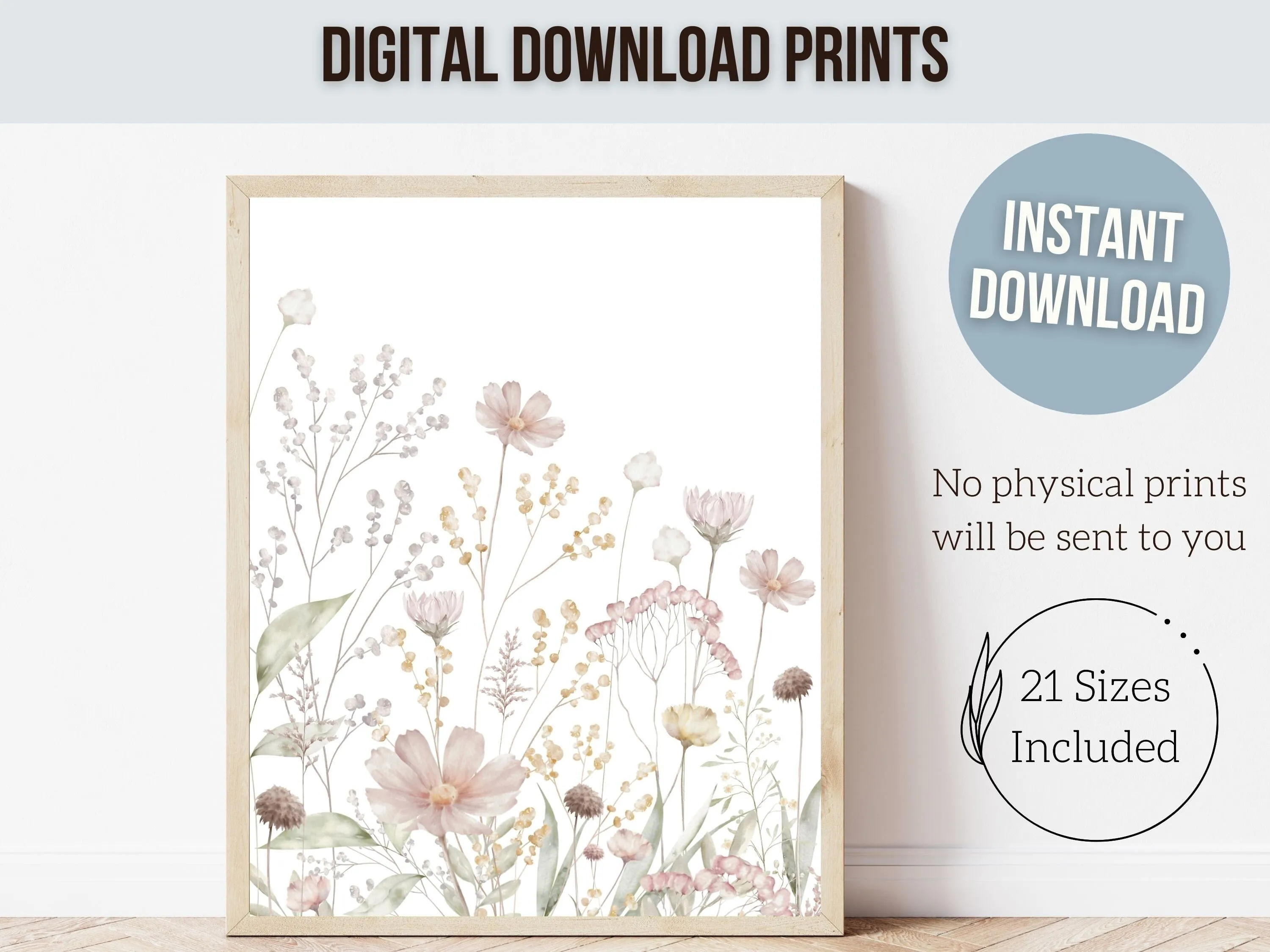 Pale Pink Wildflower Nursery Prints