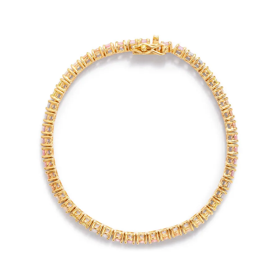 Pave 18K Gold Vermeil Rainbow Tennis Bracelet