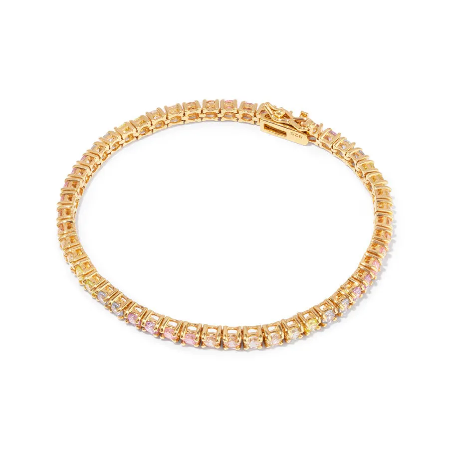 Pave 18K Gold Vermeil Rainbow Tennis Bracelet