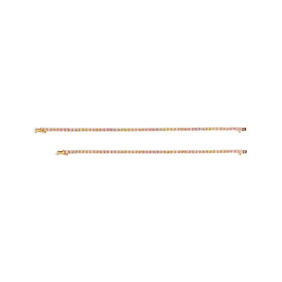 Pave 18K Gold Vermeil Rainbow Tennis Bracelet