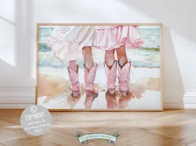 Pink Cowgirl Boots Nursery Print - 001