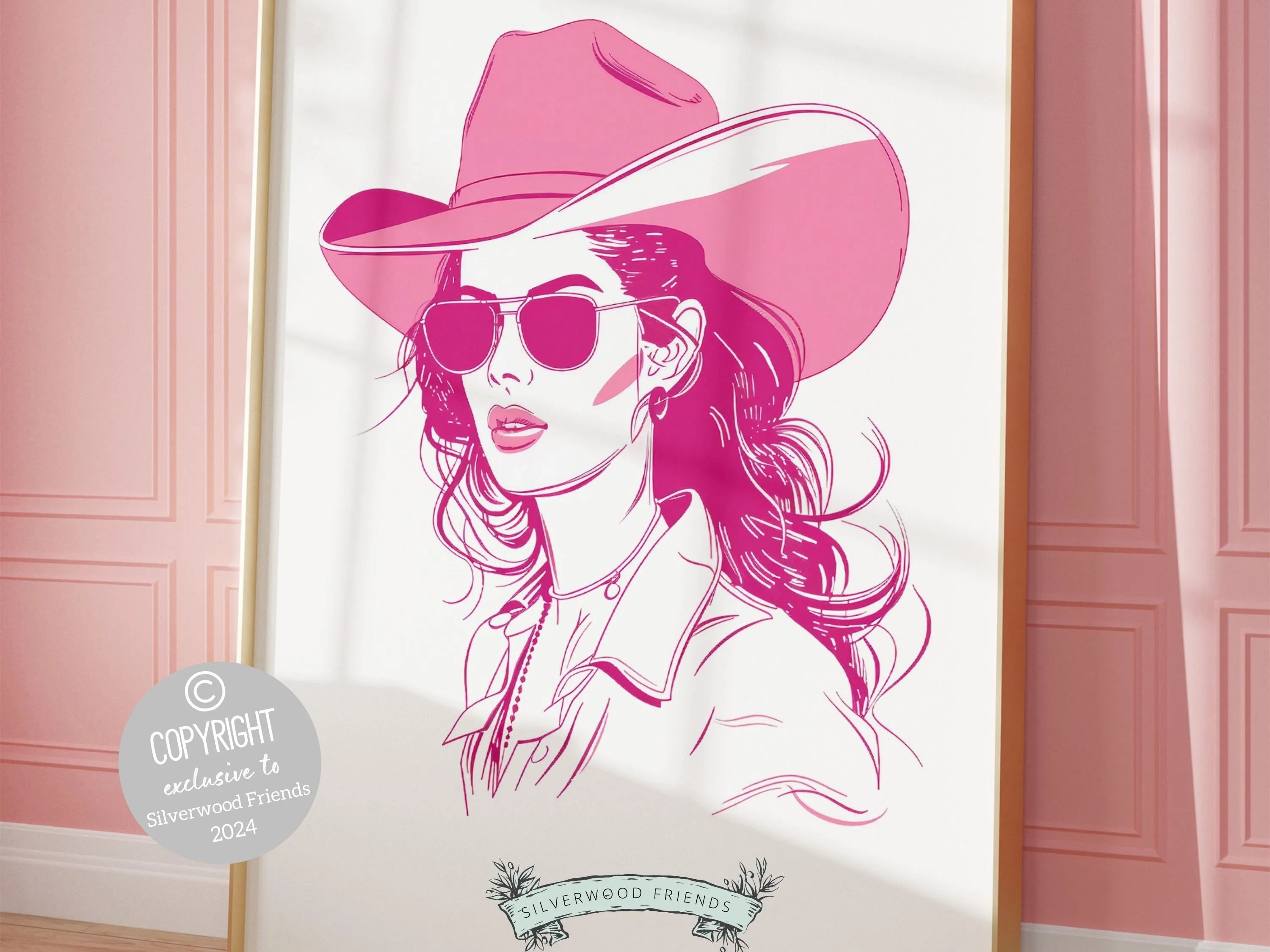 Pink Cowgirl Western Print - 004