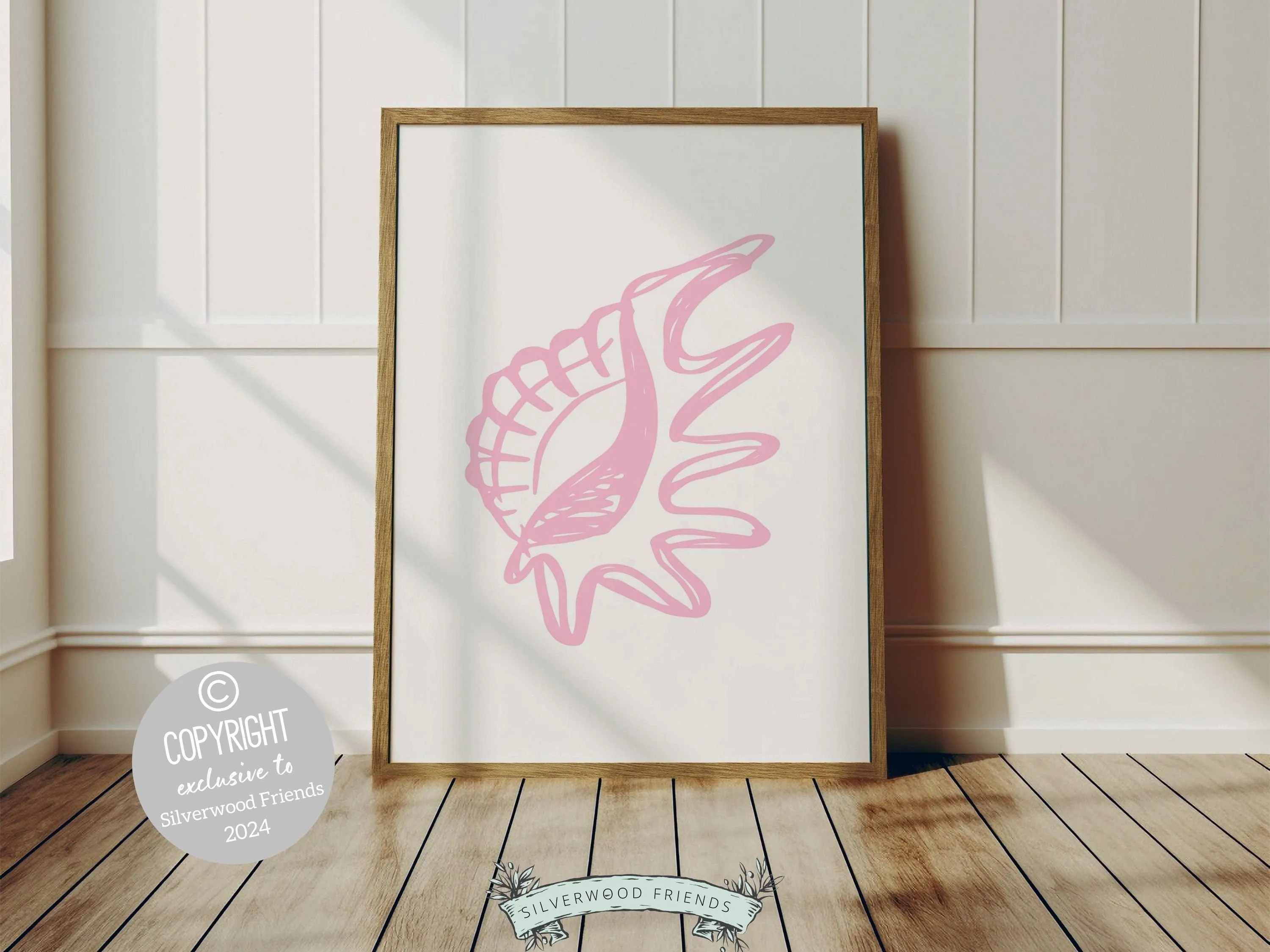 Pink Seashell Prints - Set of 3