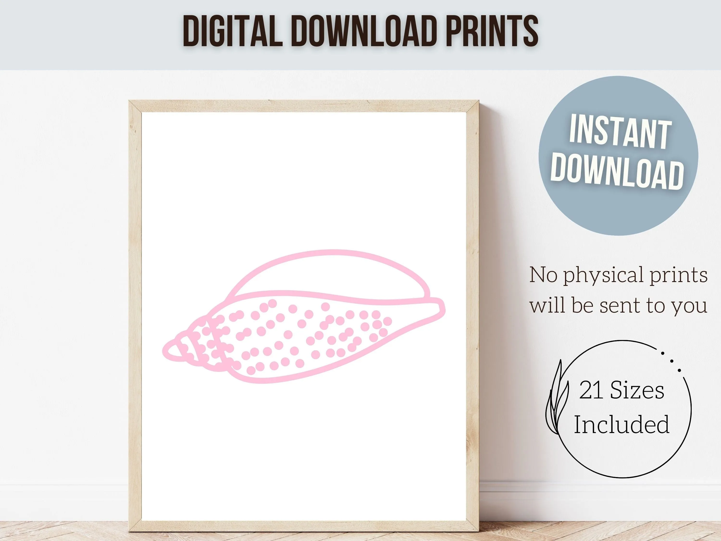 Pink Seashell Prints - Set of 3