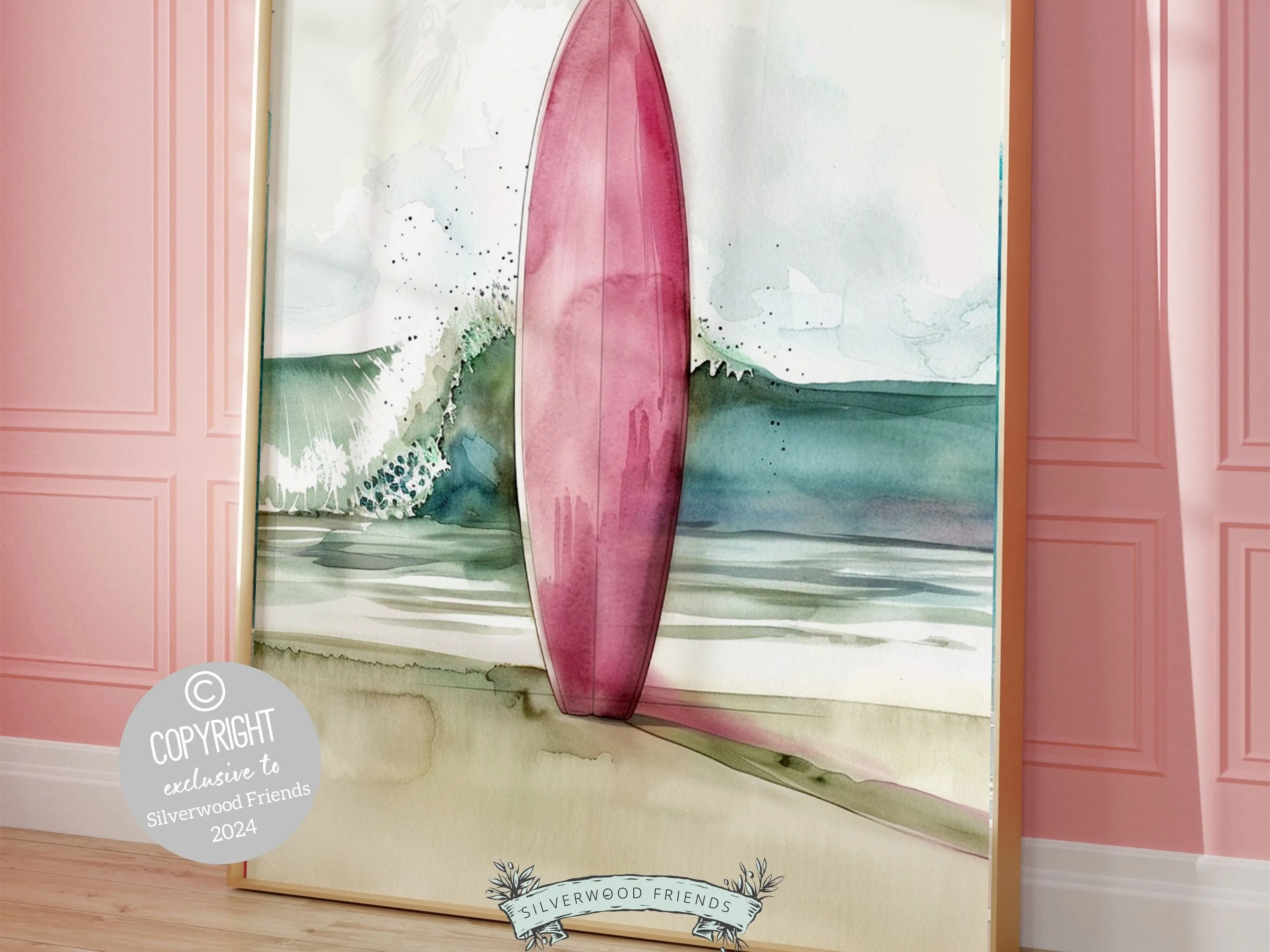 Pink Surfboard Print - 001