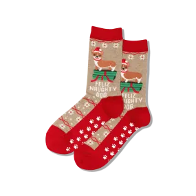 "Feliz Naughty Dog" Crew Socks by Hot Sox - Medium