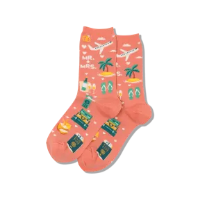 "Honeymoon" Cotton Dress Crew Socks by Hot Sox - Medium