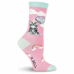 "Meow I'm a Unicorn" Crew Socks by K Bell - Medium