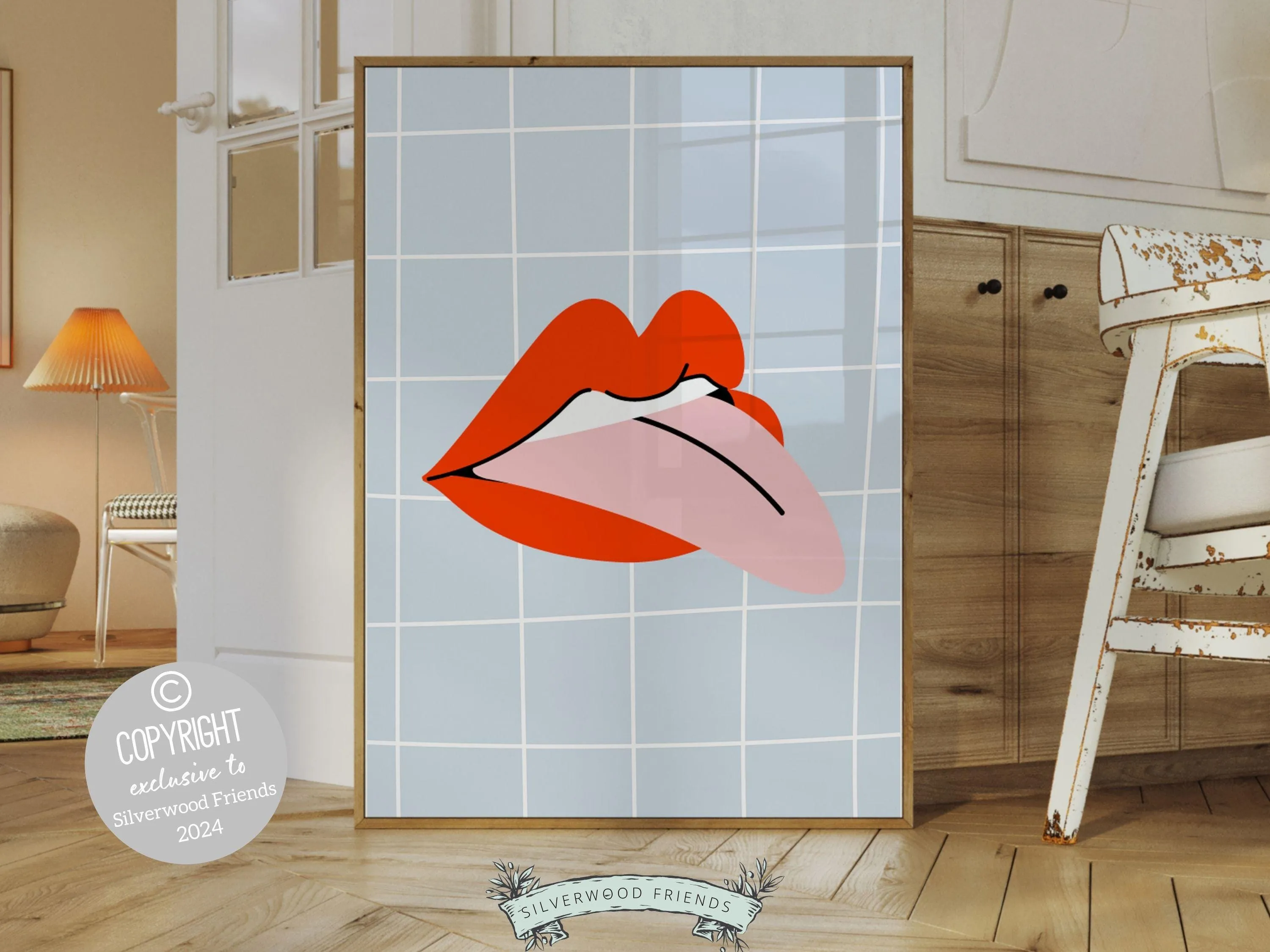 Red Lipstick Lips Print - 005